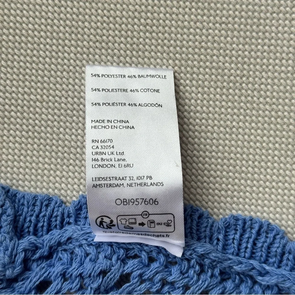 FREE PEOPLE Blue Knit Crochet Bandana Tie Top